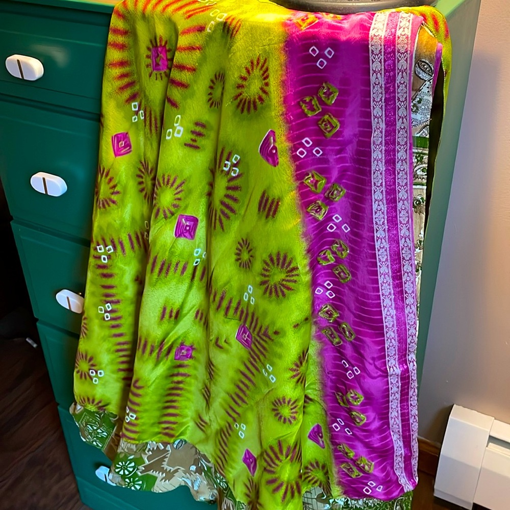 Silk sari wrap skirt